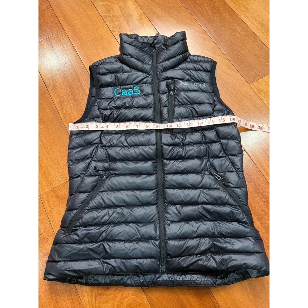 Marmot Womens Black Down Puffer Vest Embroidered CaaS Logo Size S P - Picture 4 of 10